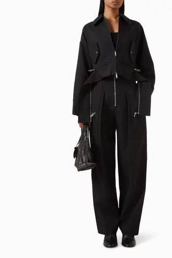 Double Zip Cropped Utility Jacket
