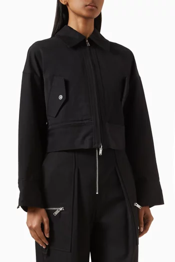 Double Zip Cropped Utility Jacket