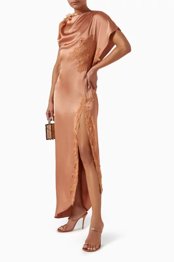 Sinara Lace Maxi Dress in Satin