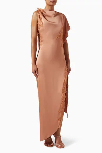 Sinara Lace Maxi Dress in Satin