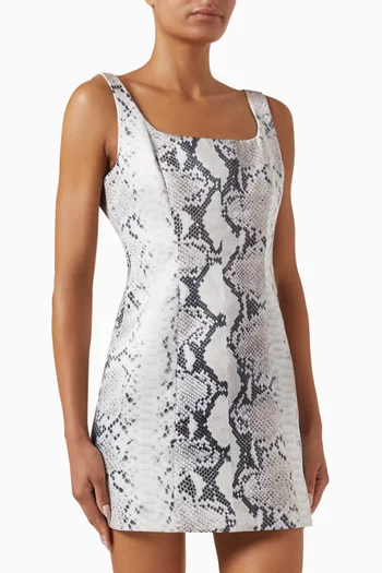 Kara Snake-print Mini Dress in Satin