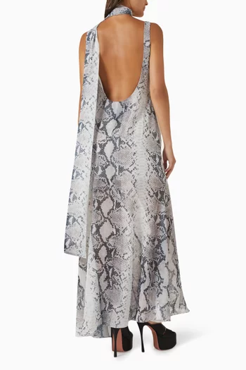 Stella Snake-print Scarf Maxi Dress in Chiffon
