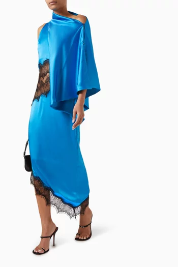 Salma Lace Midi Dress in Satin