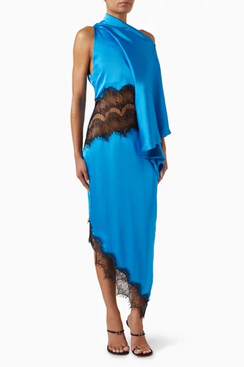 Salma Lace Midi Dress in Satin