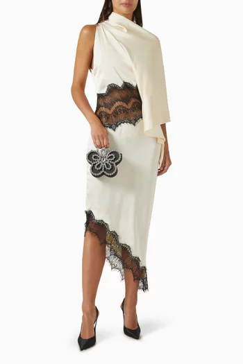 Salma Lace Midi Dress in Satin