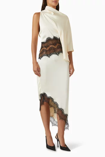 Salma Lace Midi Dress in Satin