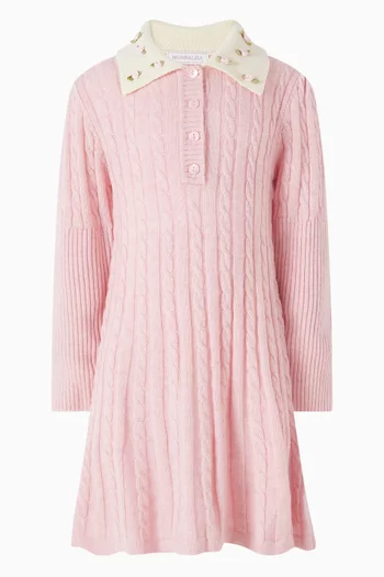 Pleated Polo Dress in Wool-blend