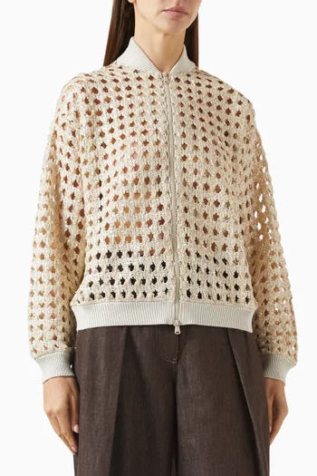 Dazzling Zellige Embroidery Bomber Jacket
