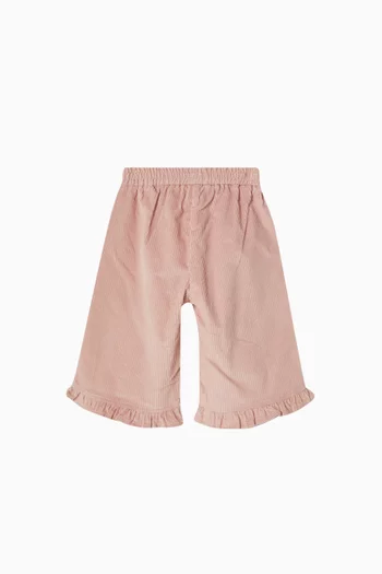 بنطال بكشكش قماش قطني مخملي مضلع