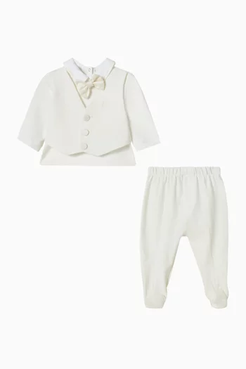 Tuxedo Beanie Set in Cotton