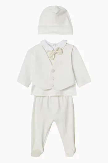 Tuxedo Beanie Set in Cotton