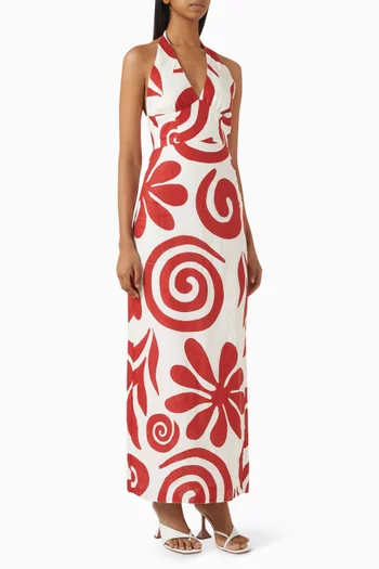 Dasha Open-back Dress in Linen