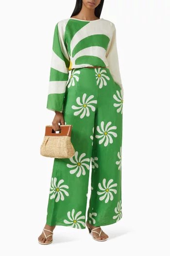 Toya Printed Pants in Linen