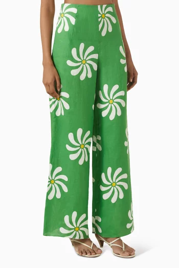 Toya Printed Pants in Linen