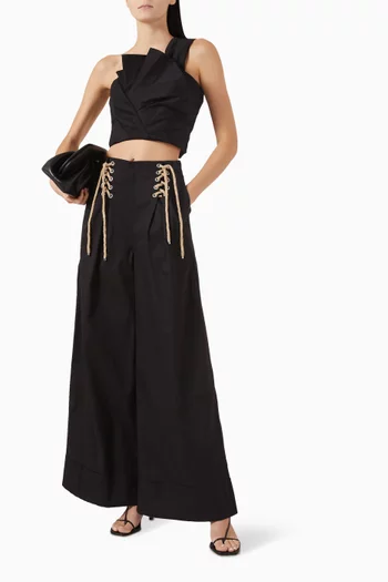 بلوزة أوبال بكتف مكشوف كتان