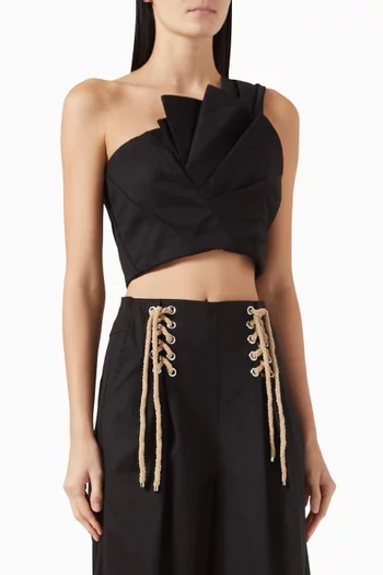 بلوزة أوبال بكتف مكشوف كتان