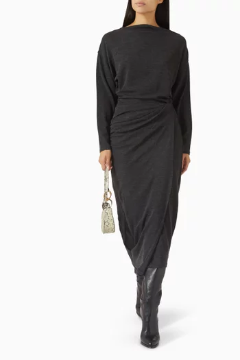 Draped Slack-neck Top in Wool-blend