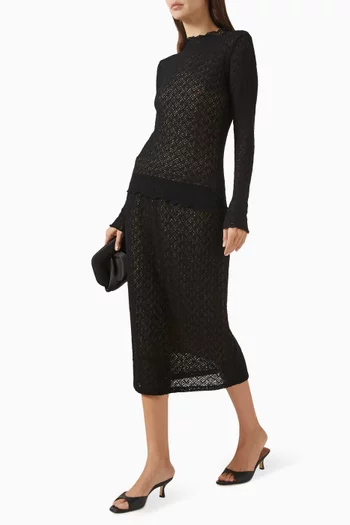 Diamond Lace Mock-neck Top in Cotton-blend