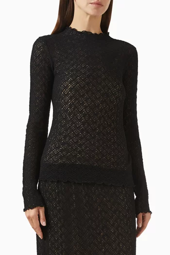 Diamond Lace Mock-neck Top in Cotton-blend