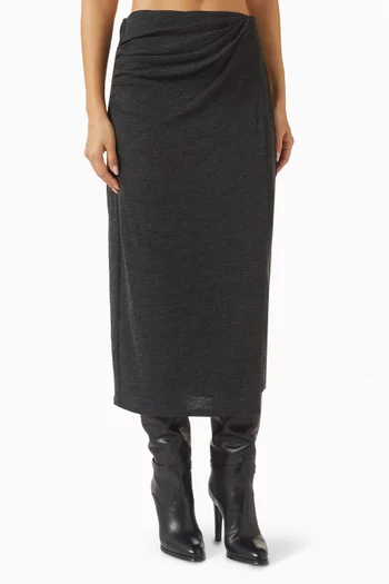 Draped Midi Skirt in Wool-blend