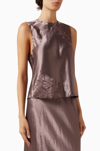 Embroidered Shell Top in Satin