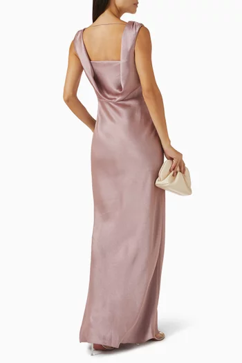 Draped Cowl Maxi Dress in Satin