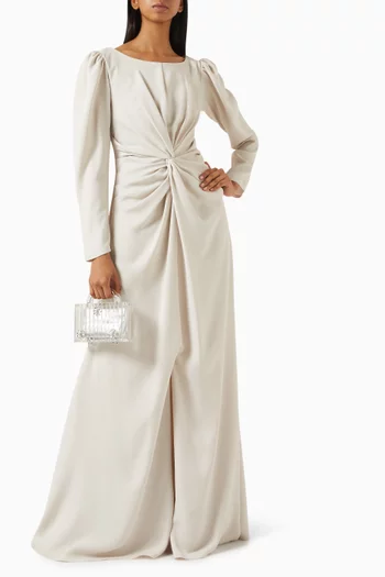 Gathered-front Dress in Crepe