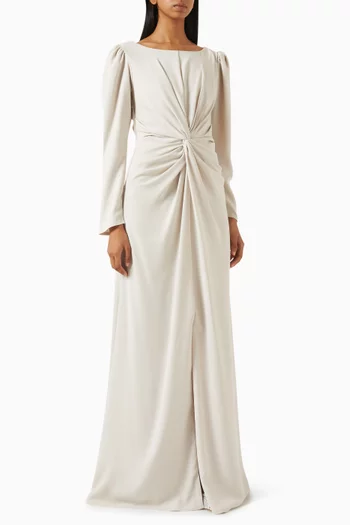Gathered-front Dress in Crepe