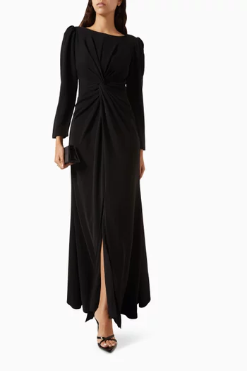 Gathered-front Dress in Crepe
