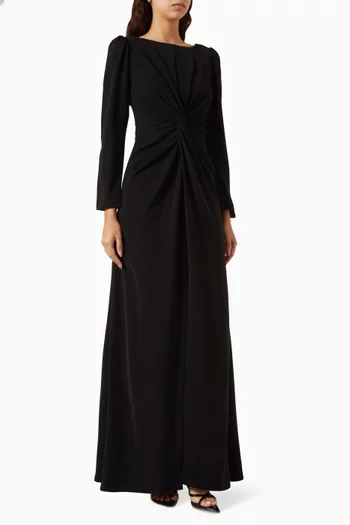 Gathered-front Dress in Crepe
