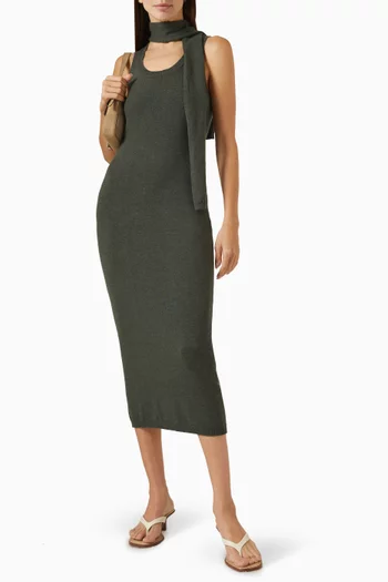Scarf Tank Midi Dress in Merino Wool