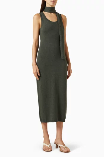 Scarf Tank Midi Dress in Merino Wool
