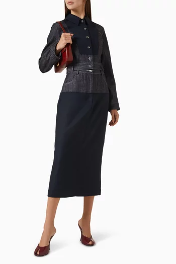 Denim Combo Midi Skirt