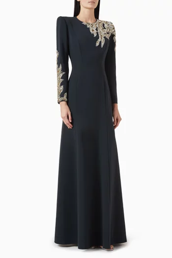 فستان سهرة اونور مزين بتطريزات