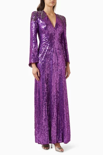 فستان سهرة زينيا مطرز بالترتر