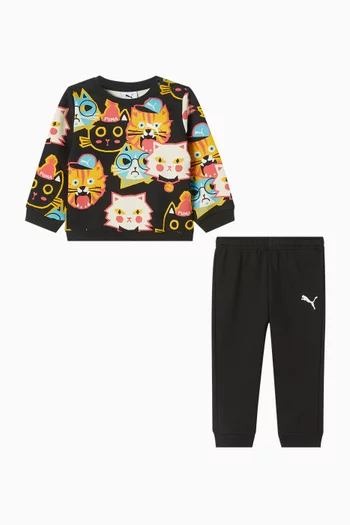 Moody Cat Tracksuit Set in Cotton-blend