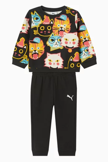 Moody Cat Tracksuit Set in Cotton-blend