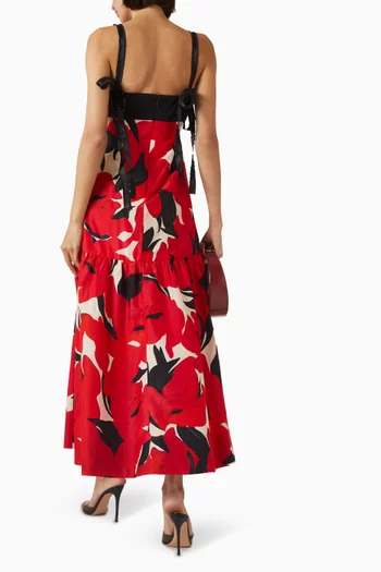 Selna Tie Strap Maxi Dress in Cotton-silk