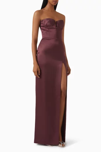 فستان سهرة بقصة مستقيمة ستان كريب