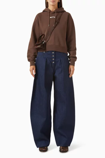 كنزة بغطاء رأس لو جروس صوف قطني مضلع