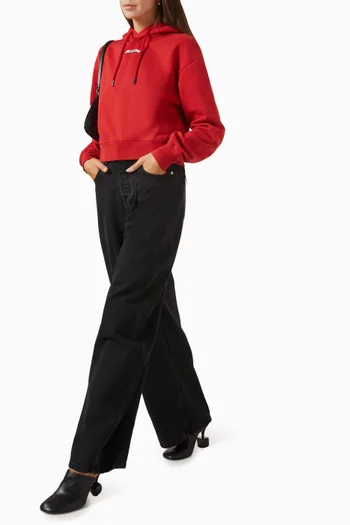 كنزة بغطاء رأس لو جروس صوف قطني مضلع