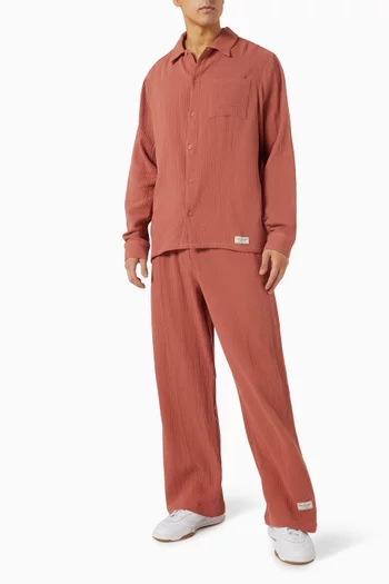 Drawstring Pants in Crinkled-cotton