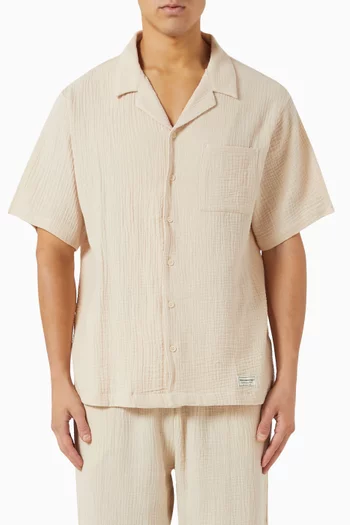 Oversized Shirt in Crinkled-cotton
