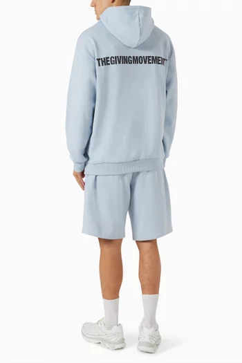 Oversized Logo-print Hoodie in Organic Cotton-blend