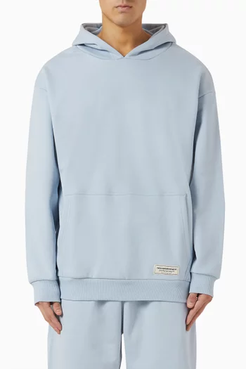 Oversized Logo-print Hoodie in Organic Cotton-blend