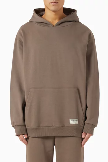 Oversized Logo-print Hoodie in Organic Cotton-blend