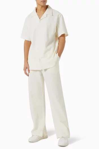 Wide-leg Pants in Seersucker Jersey