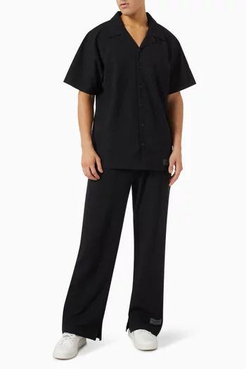 Wide-leg Pants in Seersucker Jersey