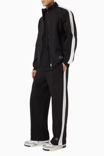 Embossed-logo Wide-leg Pants in Organic Cotton-blend