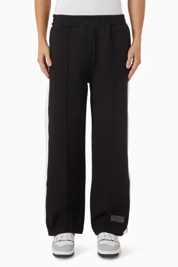 Embossed-logo Wide-leg Pants in Organic Cotton-blend